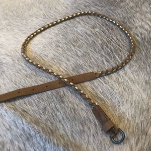 Tan and silver braided belt